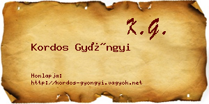 Kordos Gyöngyi névjegykártya